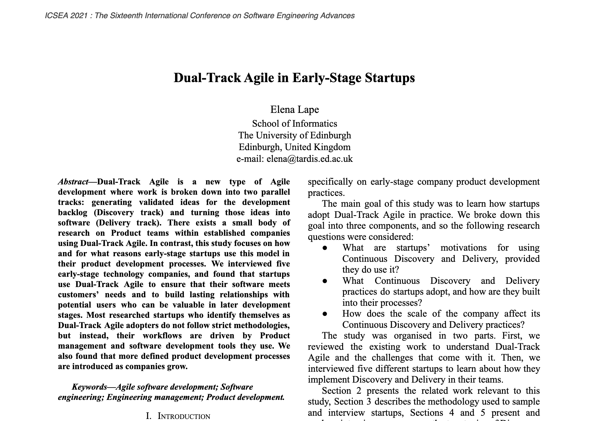 Dual-Track Agile in Startups